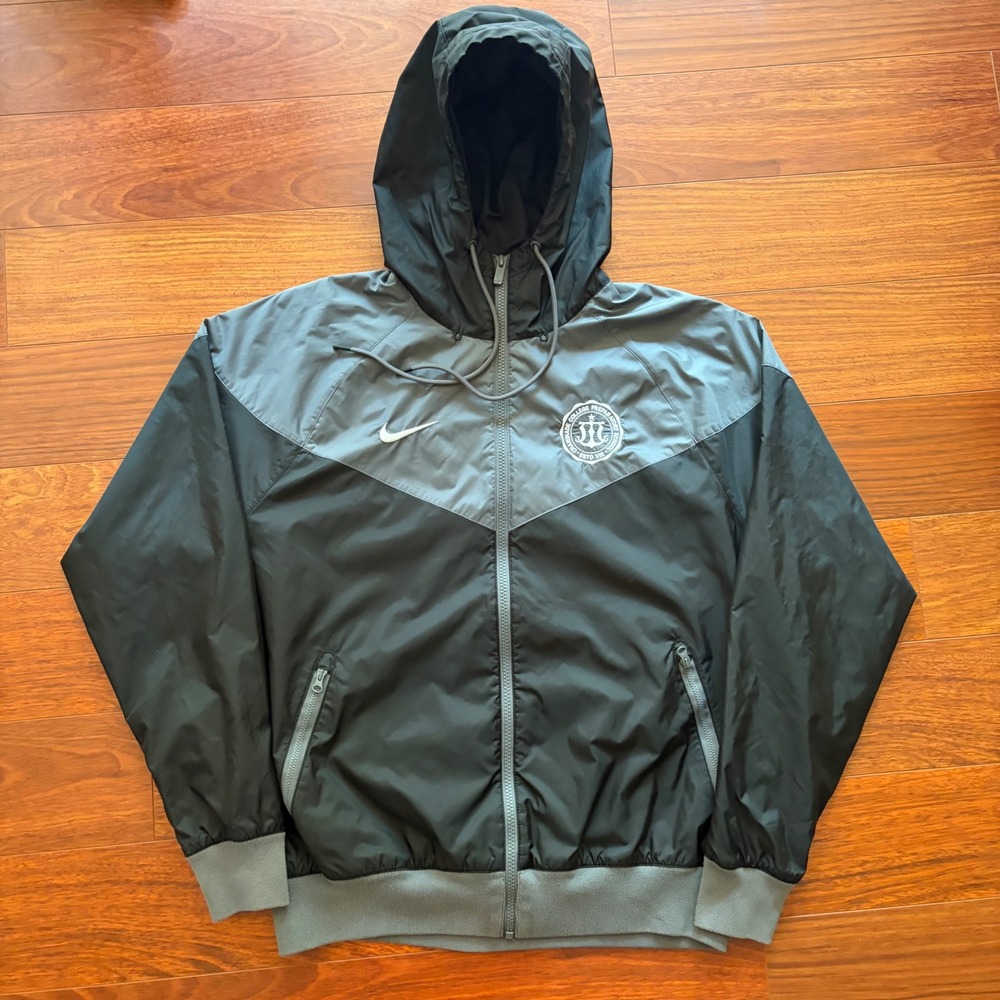 Nike Mens Windrunner Jacket Small Black Grey Y2K College Prep Windbreaker